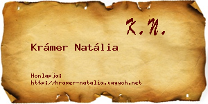 Krámer Natália névjegykártya